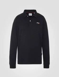Polo noir à manches longues - NOIR