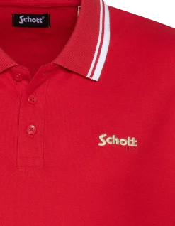 Polo rouge en coton piqué - ROUGE