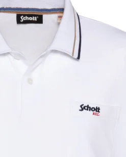 Polo rétro blanc en coton piqué - BLANC