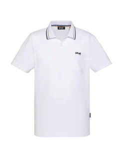 Polo rétro blanc en coton piqué - BLANC