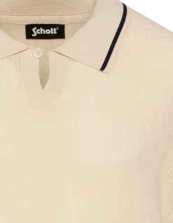 Polo rétro blanc maille filet - BLANC CASSÉ