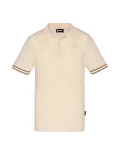 Polo rétro blanc maille fine torsadée - BLANC CASSÉ