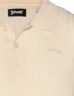Polo rétro blanc maille fine torsadée - BLANC CASSÉ