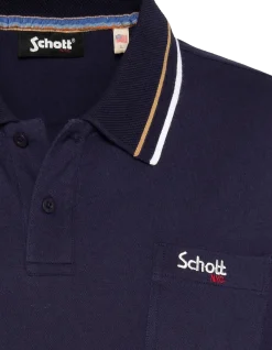 Polo rétro bleu marine en coton piqué - MARINE
