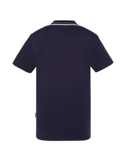 Polo rétro bleu marine en coton piqué - MARINE
