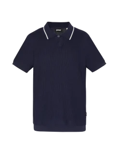 Polo rétro bleu marine maille filet - MARINE