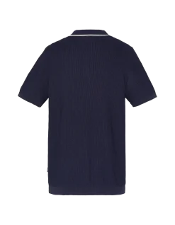 Polo rétro bleu marine maille filet - MARINE