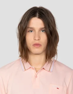 Polo rétro rose clair en coton piqué - ROSE CLAIR