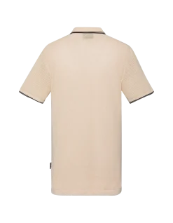 Polo rétro 50's blanc en maille filet - BLANC CASSÉ