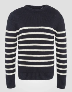 Pull army bleu marine et naturel à col rond - MARINE/NATUREL