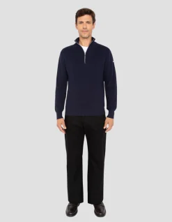Pull bleu marine à col zippé - MARINE