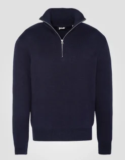Pull bleu marine à col zippé - MARINE
