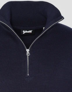 Pull bleu marine à col zippé - MARINE