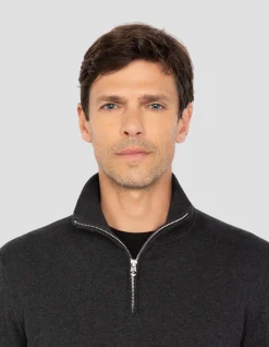 Pull camionneur anthracite chiné en maille fine - ANTHRACITE CHINÉ
