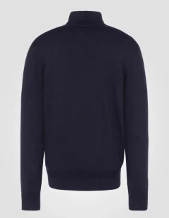 Pull camionneur bleu marine en maille fine - MARINE