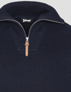 Pull camionneur bleu marine en maille côtelée - MARINE