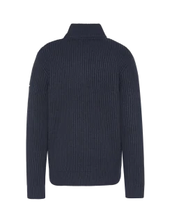 Pull camionneur bleu marine, maille côtelé - MARINE