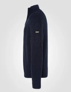 Pull camionneur bleu marine à mailles torsadées - MARINE