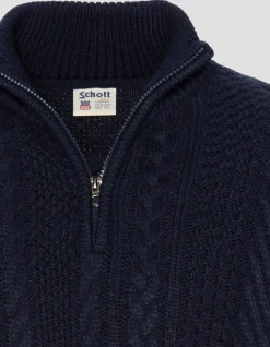 Pull camionneur bleu marine à mailles torsadées - MARINE