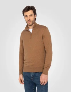 Pull camionneur camel en maille fine - CAMEL