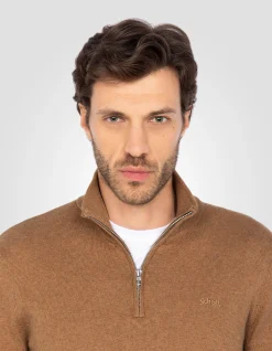 Pull camionneur camel en maille fine - CAMEL