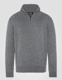 Pull camionneur gris chiné en lambswool - GRIS CHINÉ