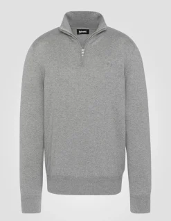 Pull camionneur gris chiné en maille fine - GRIS CHINÉ