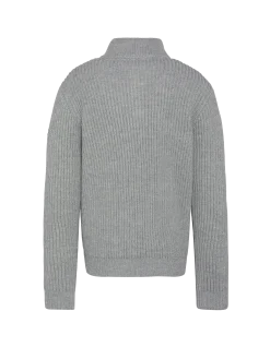 Pull camionneur gris chiné, maille côtelé - GRIS CHINÉ