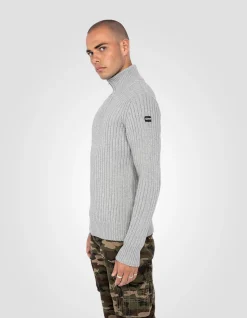 Pull camionneur gris clair chiné recyclé - GRIS CLAIR CHINÉ