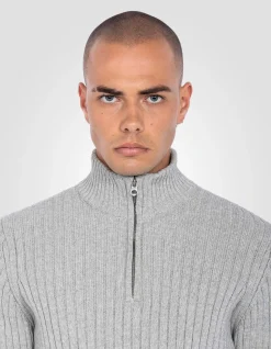 Pull camionneur gris clair chiné recyclé - GRIS CLAIR CHINÉ