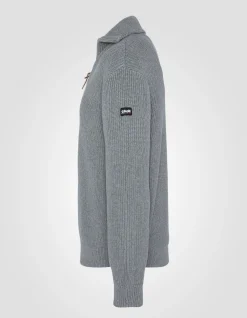 Pull camionneur gris en maille côtelée - GRIS