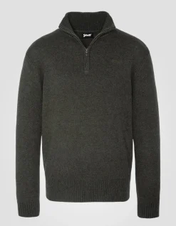 Pull camionneur kaki foncé en lambswool - KAKI FONCÉ