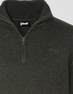 Pull camionneur kaki foncé en lambswool - KAKI FONCÉ