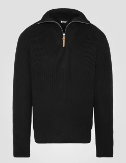 Pull camionneur noir en maille côtelée - NOIR