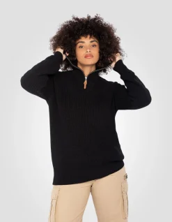 Pull camionneur noir en maille côtelée - NOIR