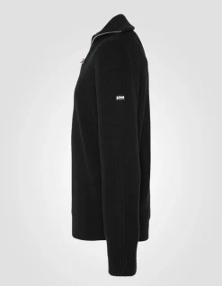 Pull camionneur noir en maille côtelée - NOIR