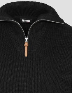 Pull camionneur noir en maille côtelée - NOIR