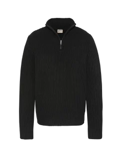 Pull camionneur noir, maille côtelé - NOIR