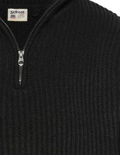 Pull camionneur noir, maille côtelé - NOIR