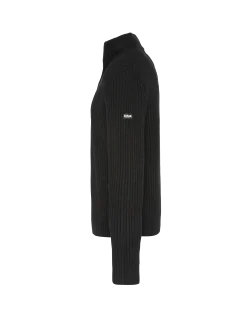 Pull camionneur noir, maille côtelé - NOIR