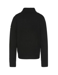 Pull camionneur noir, maille côtelé - NOIR