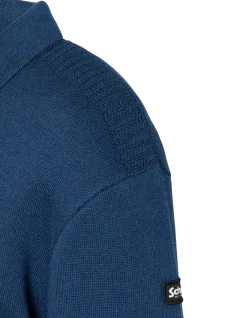 Pull col polo bleu, maille milano - BLEU