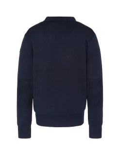 Pull col polo bleu marine, maille milano - MARINE
