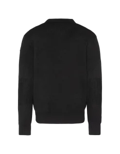Pull col polo noir, maille milano - NOIR