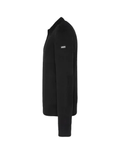 Pull col polo noir, maille milano - NOIR