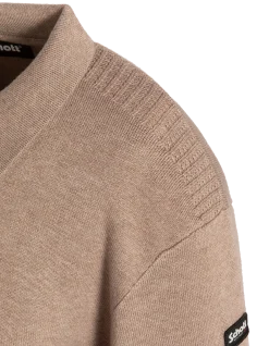 Pull col polo taupe, maille milano - TAUPE