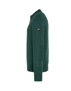 Pull col polo vert forêt, maille milano - VERT FORÊT