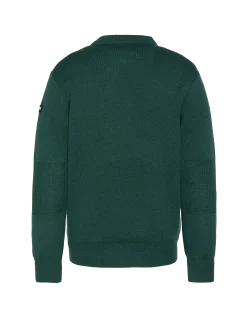 Pull col polo vert forêt, maille milano - VERT FORÊT