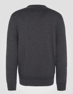 Pull col rond anthracite chiné en maille fine - ANTHRACITE CHINÉ