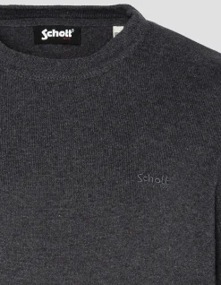 Pull col rond anthracite chiné en maille fine - ANTHRACITE CHINÉ